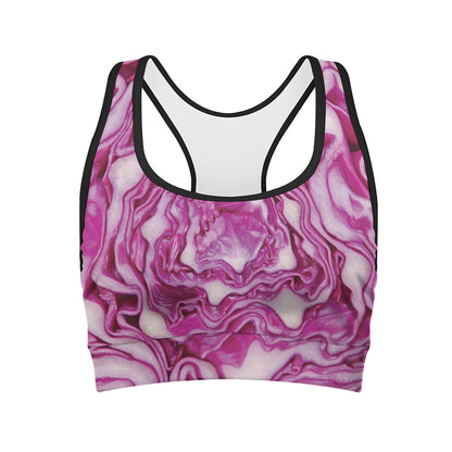 Red Cabbage Print Women's Sports Bra
