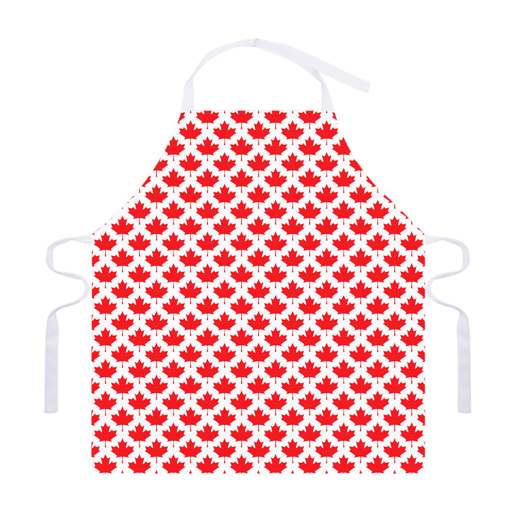 Red Canadian Maple Leaf Pattern Print Adjustable Apron