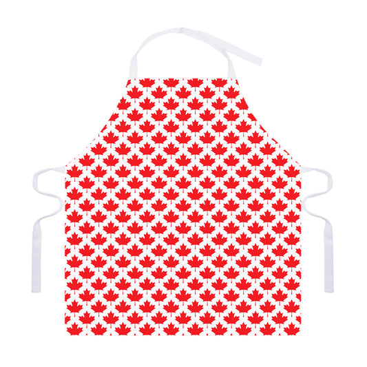 Red Canadian Maple Leaf Pattern Print Adjustable Apron