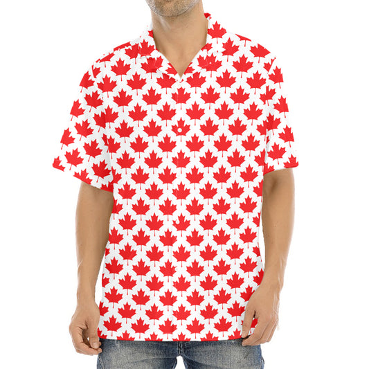 Red Canadian Maple Leaf Pattern Print Aloha Shirt