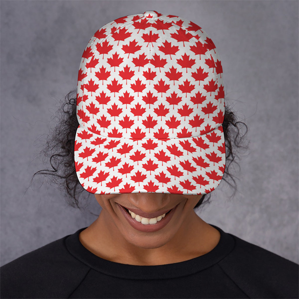 Red Canadian Maple Leaf Pattern Print Baseball Cap