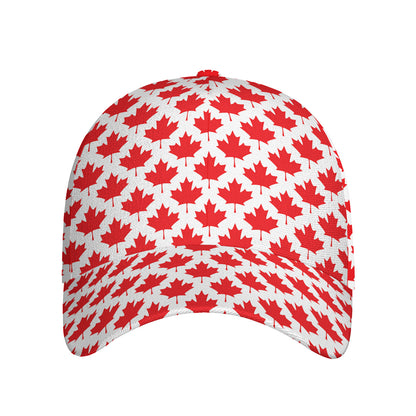 Red Canadian Maple Leaf Pattern Print Baseball Cap