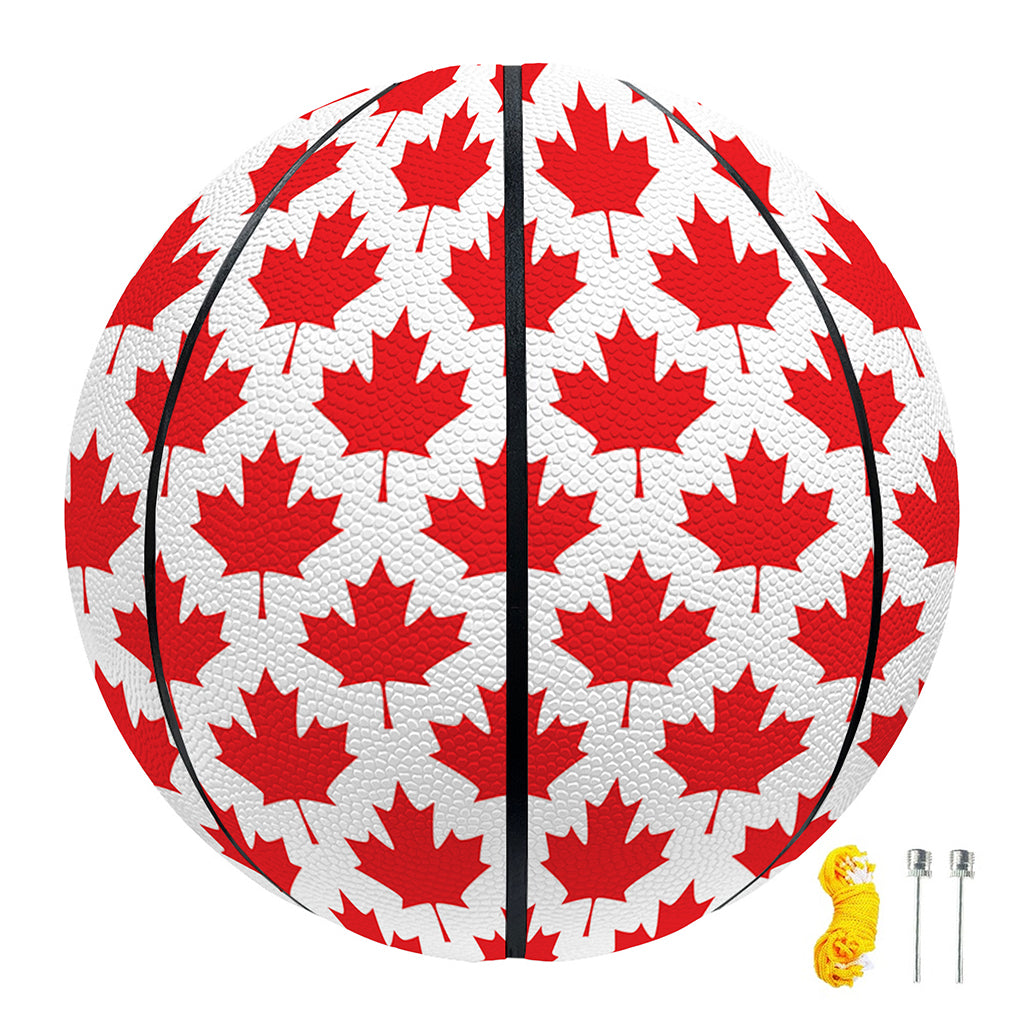 Red Canadian Maple Leaf Pattern Print Basketball