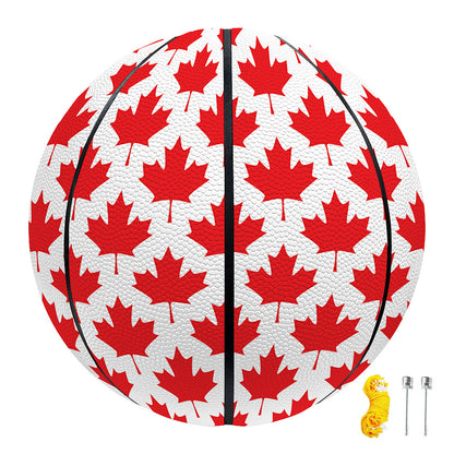 Red Canadian Maple Leaf Pattern Print Basketball