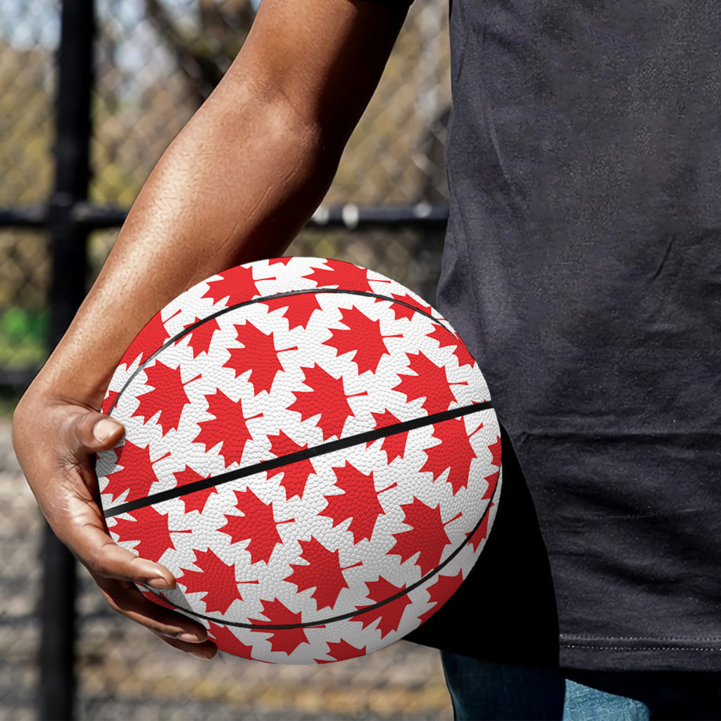 Red Canadian Maple Leaf Pattern Print Basketball