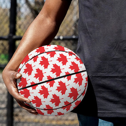 Red Canadian Maple Leaf Pattern Print Basketball