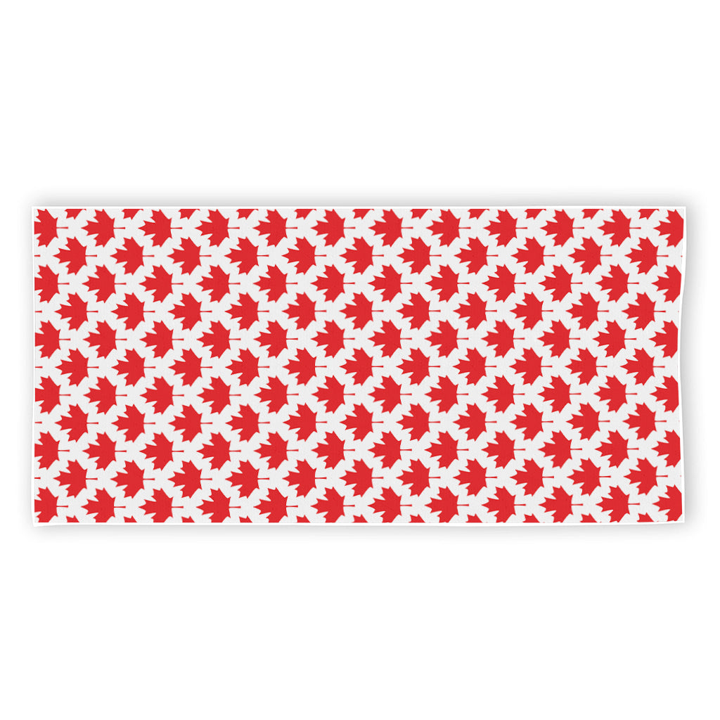 Red Canadian Maple Leaf Pattern Print Beach Towel