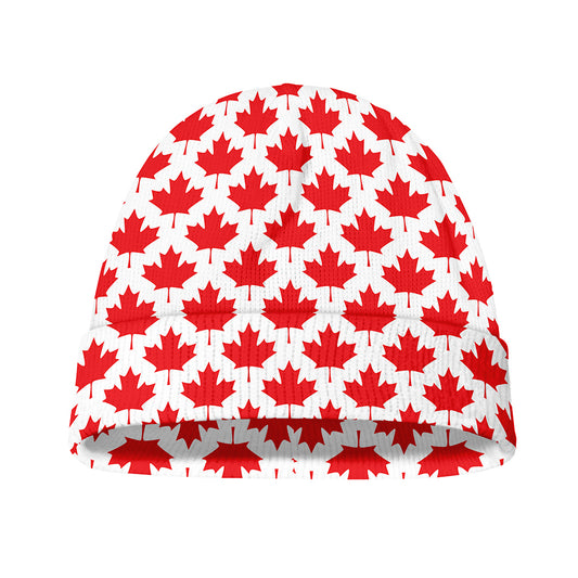 Red Canadian Maple Leaf Pattern Print Beanie