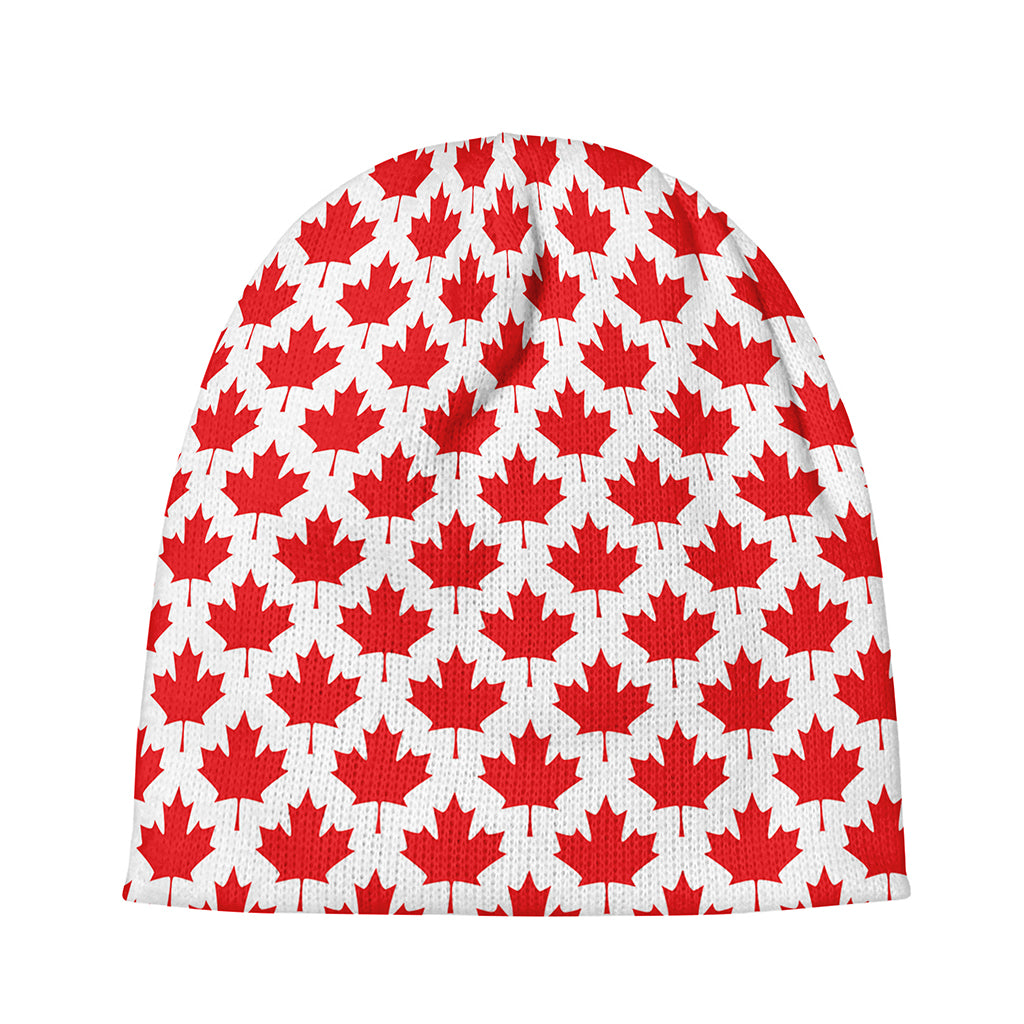 Red Canadian Maple Leaf Pattern Print Beanie
