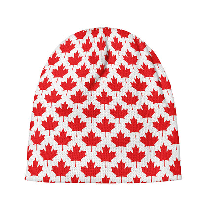 Red Canadian Maple Leaf Pattern Print Beanie
