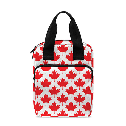 Red Canadian Maple Leaf Pattern Print Bible Tote Bag
