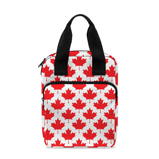 Red Canadian Maple Leaf Pattern Print Bible Tote Bag