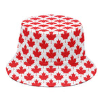Red Canadian Maple Leaf Pattern Print Bucket Hat