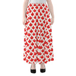 Red Canadian Maple Leaf Pattern Print Chiffon Maxi Skirt