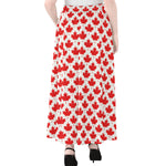 Red Canadian Maple Leaf Pattern Print Chiffon Maxi Skirt