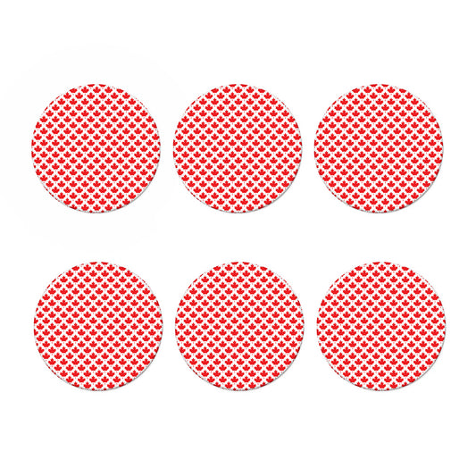 Red Canadian Maple Leaf Pattern Print Coaster Set