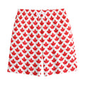 Red Canadian Maple Leaf Pattern Print Cotton Shorts