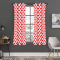 Red Canadian Maple Leaf Pattern Print Grommet Curtain Panels