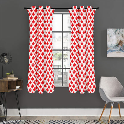 Red Canadian Maple Leaf Pattern Print Curtain