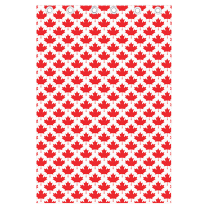 Red Canadian Maple Leaf Pattern Print Curtain