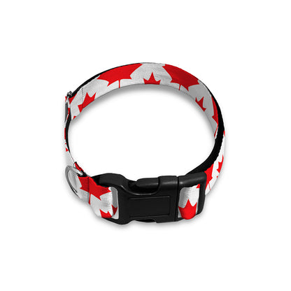 Red Canadian Maple Leaf Pattern Print Dog Collar