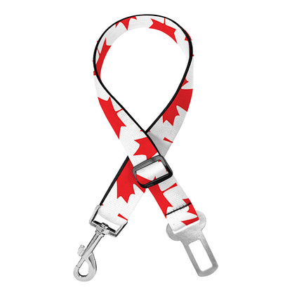 Red Canadian Maple Leaf Pattern Print Dog Seat Belt