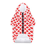 Red Canadian Maple Leaf Pattern Print Dog Zip Up Hoodie
