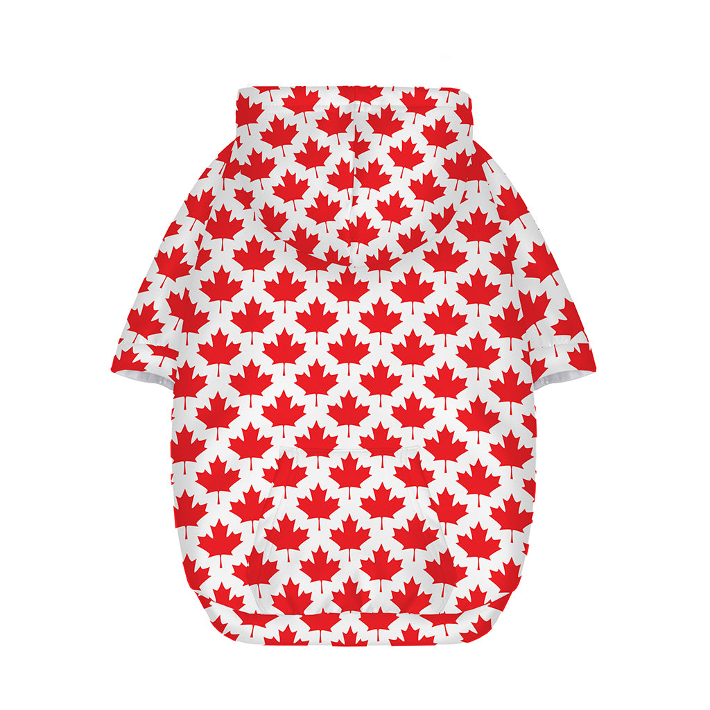 Red Canadian Maple Leaf Pattern Print Dog Zip Up Hoodie