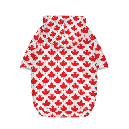 Red Canadian Maple Leaf Pattern Print Dog Zip Up Hoodie