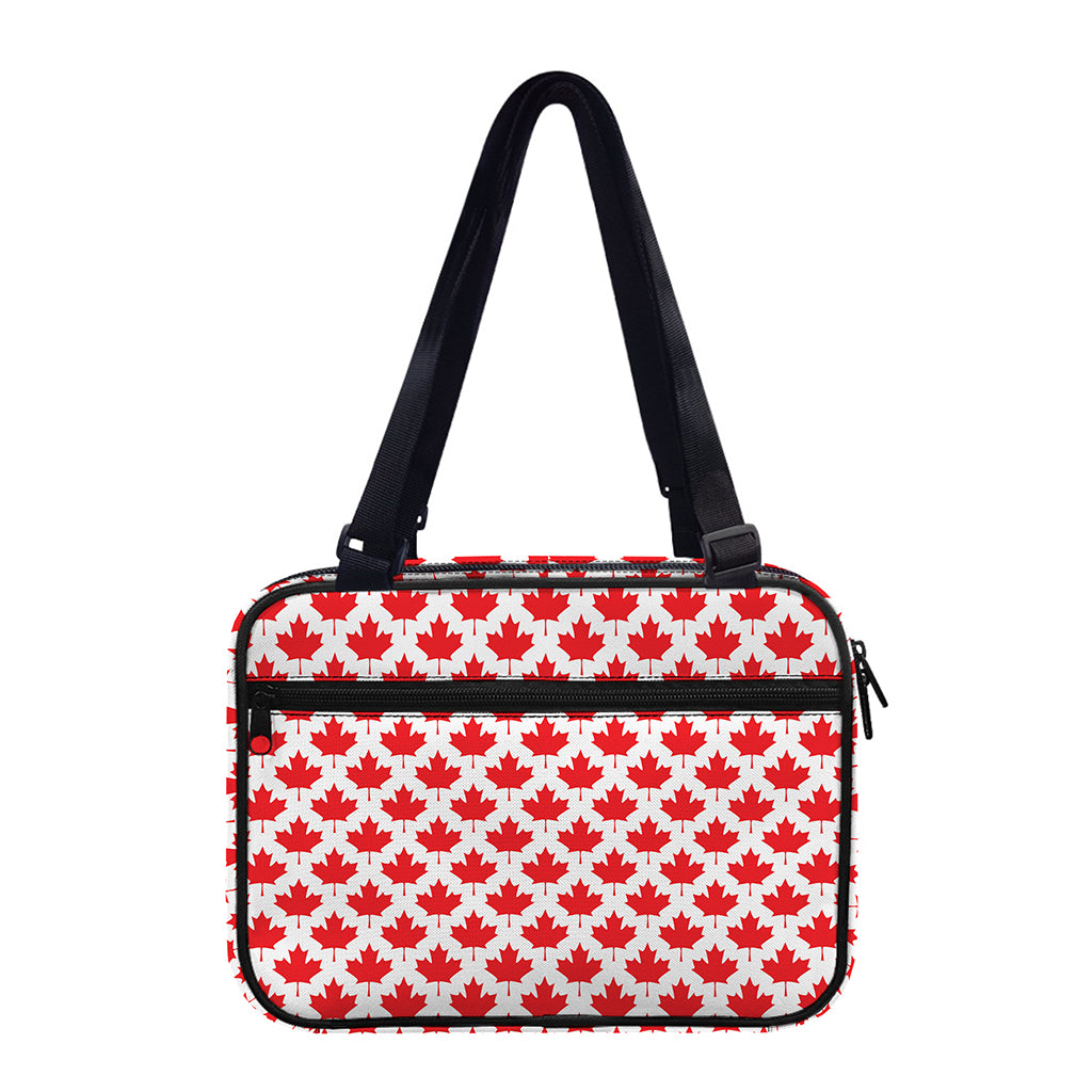Red Canadian Maple Leaf Pattern Print Double Strap Bible Bag