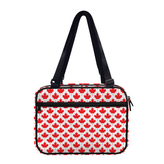 Red Canadian Maple Leaf Pattern Print Double Strap Bible Bag