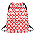 Red Canadian Maple Leaf Pattern Print Drawstring Backpack
