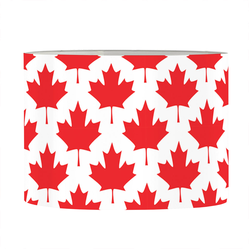 Red Canadian Maple Leaf Pattern Print Drum Lamp Shade