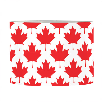 Red Canadian Maple Leaf Pattern Print Drum Lamp Shade