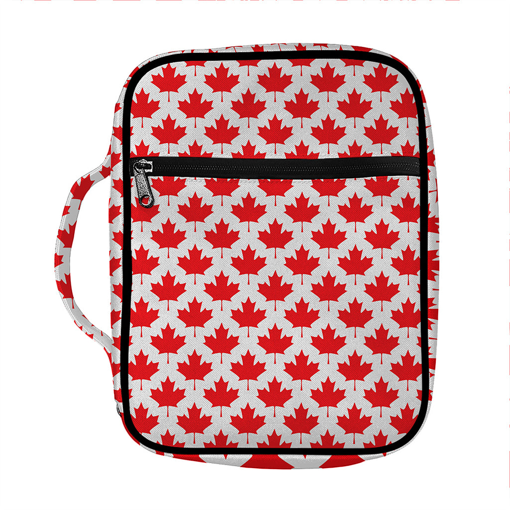 Red Canadian Maple Leaf Pattern Print Front Pocket Bible Bag