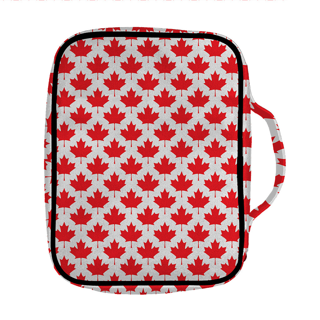 Red Canadian Maple Leaf Pattern Print Front Pocket Bible Bag