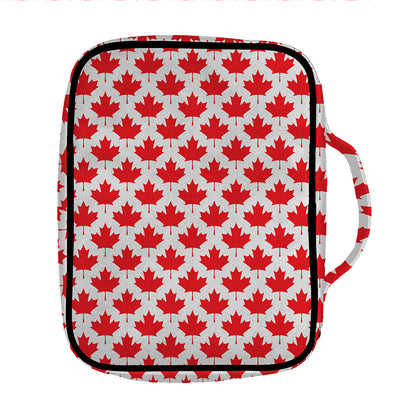 Red Canadian Maple Leaf Pattern Print Front Pocket Bible Bag