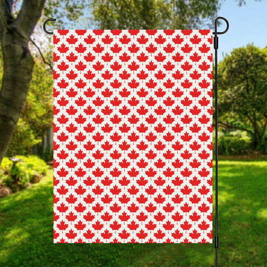 Red Canadian Maple Leaf Pattern Print Garden Flag