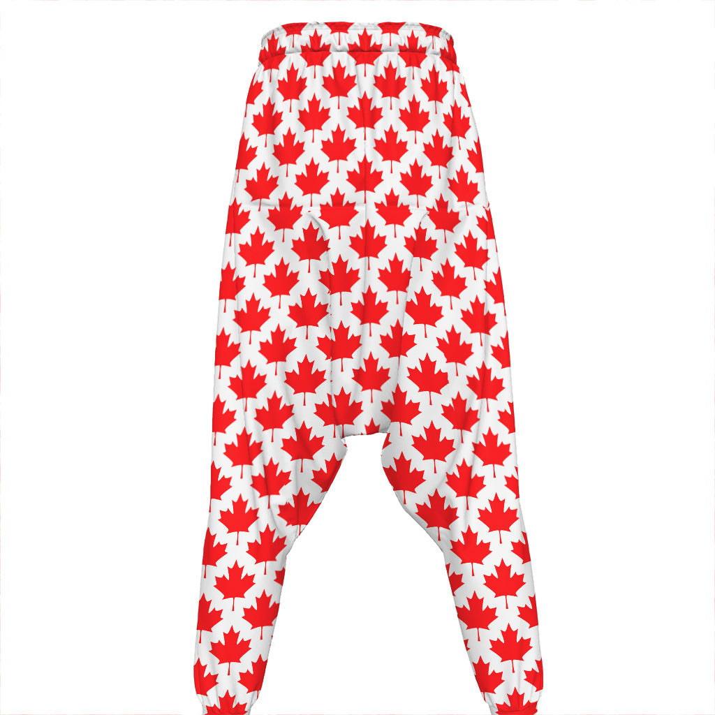 Red Canadian Maple Leaf Pattern Print Hammer Pants