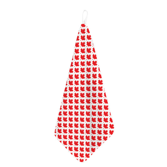 Red Canadian Maple Leaf Pattern Print Hand Towel