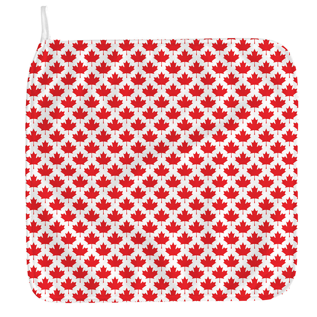Red Canadian Maple Leaf Pattern Print Hand Towel