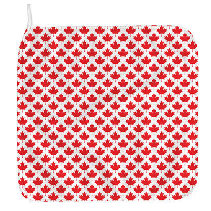 Red Canadian Maple Leaf Pattern Print Hand Towel