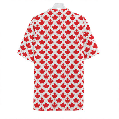 Red Canadian Maple Leaf Pattern Print Hawaiian Shirt