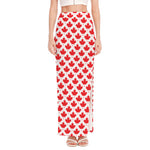 Red Canadian Maple Leaf Pattern Print High Slit Maxi Skirt