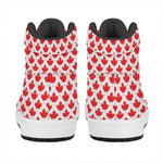 Red Canadian Maple Leaf Pattern Print High Top Leather Sneakers