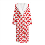 Red Canadian Maple Leaf Pattern Print Hooded Bathrobe