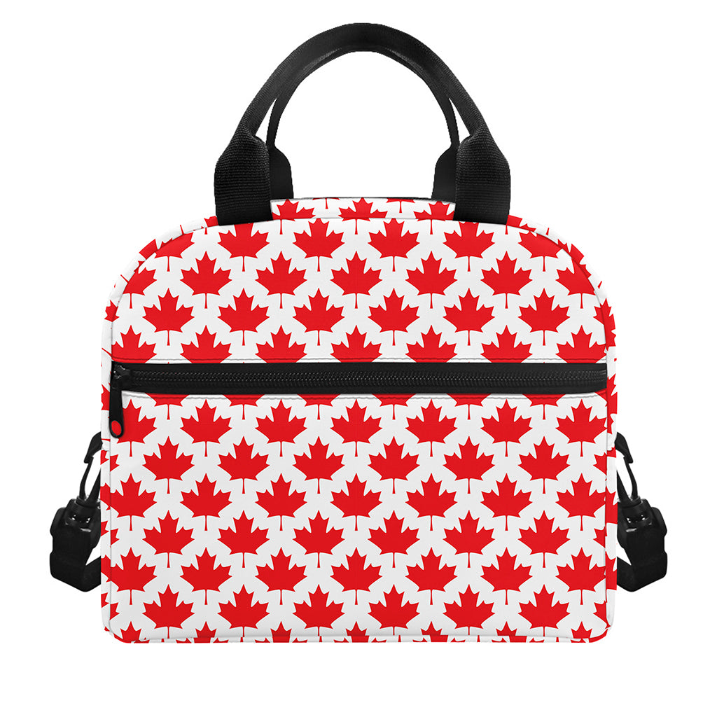 Red Canadian Maple Leaf Pattern Print Insulated Lunch Bag