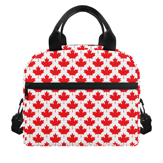Red Canadian Maple Leaf Pattern Print Insulated Lunch Bag