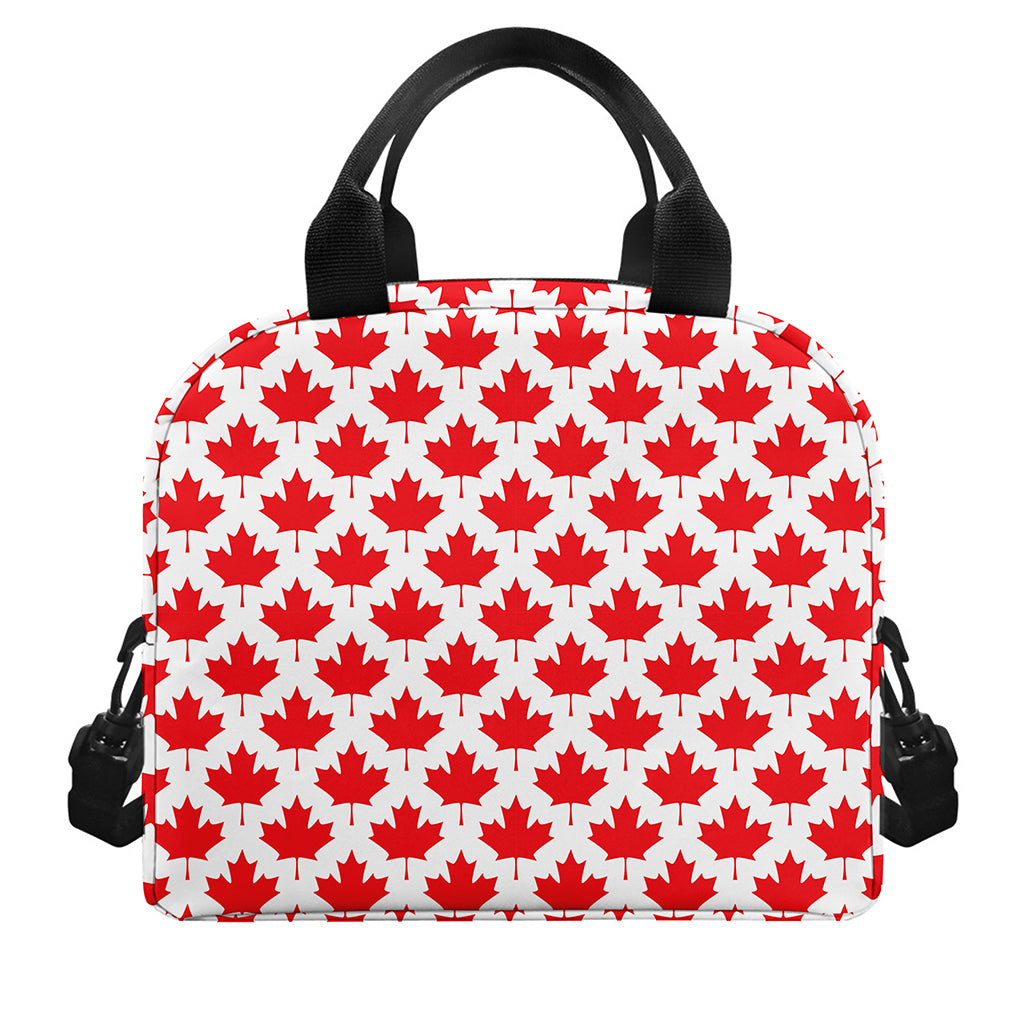 Red Canadian Maple Leaf Pattern Print Insulated Lunch Bag
