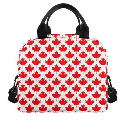 Red Canadian Maple Leaf Pattern Print Insulated Lunch Bag